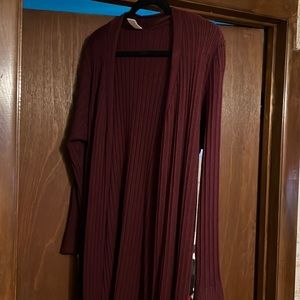 XXL burgundy open front cardigan